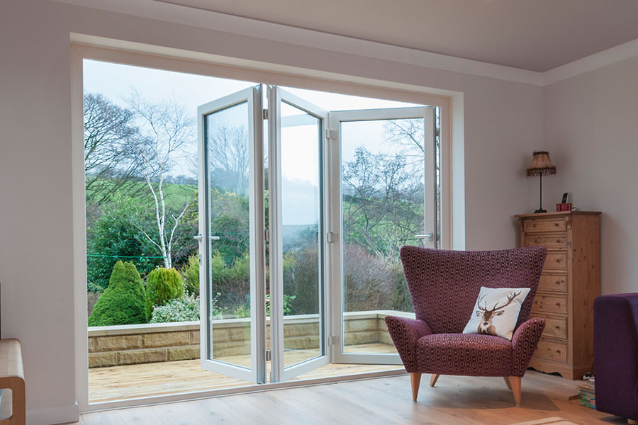 White uPVC bifold door - add value to your home