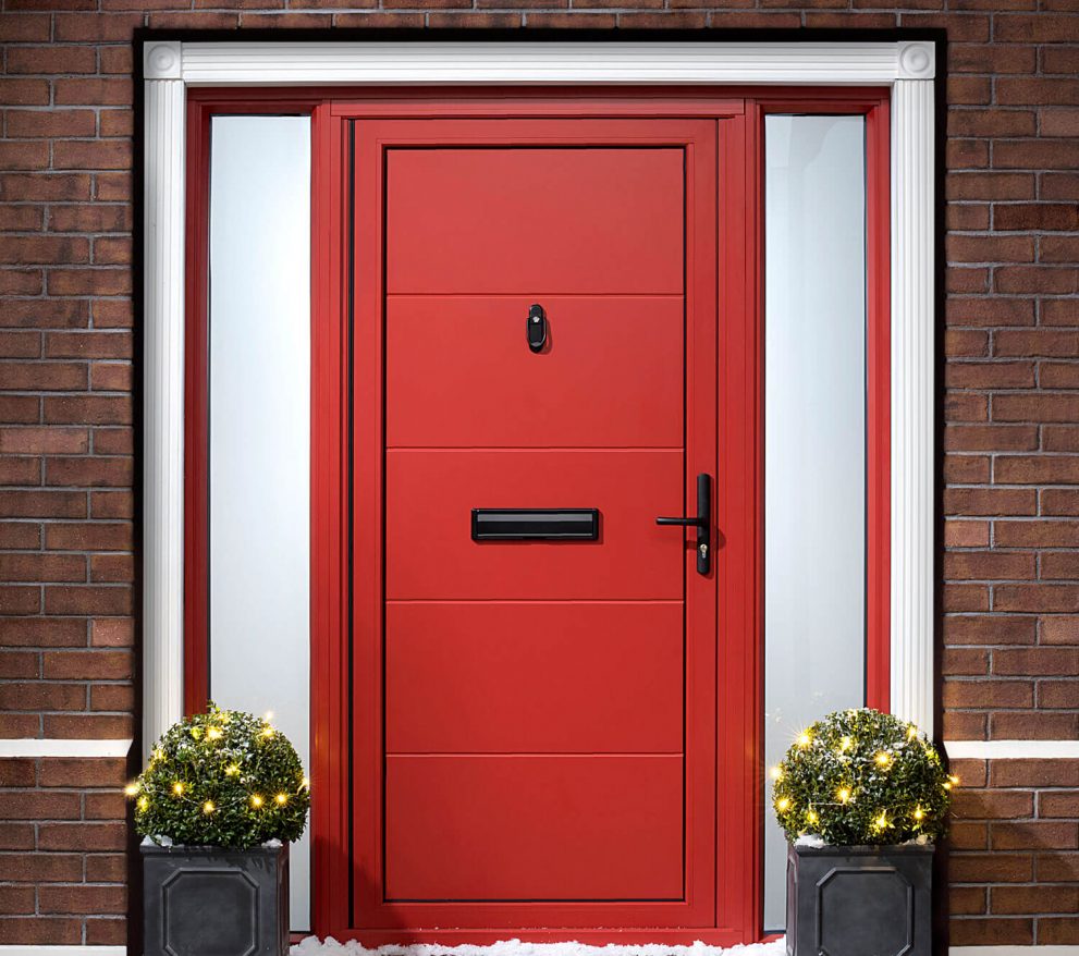 red aluminium front door